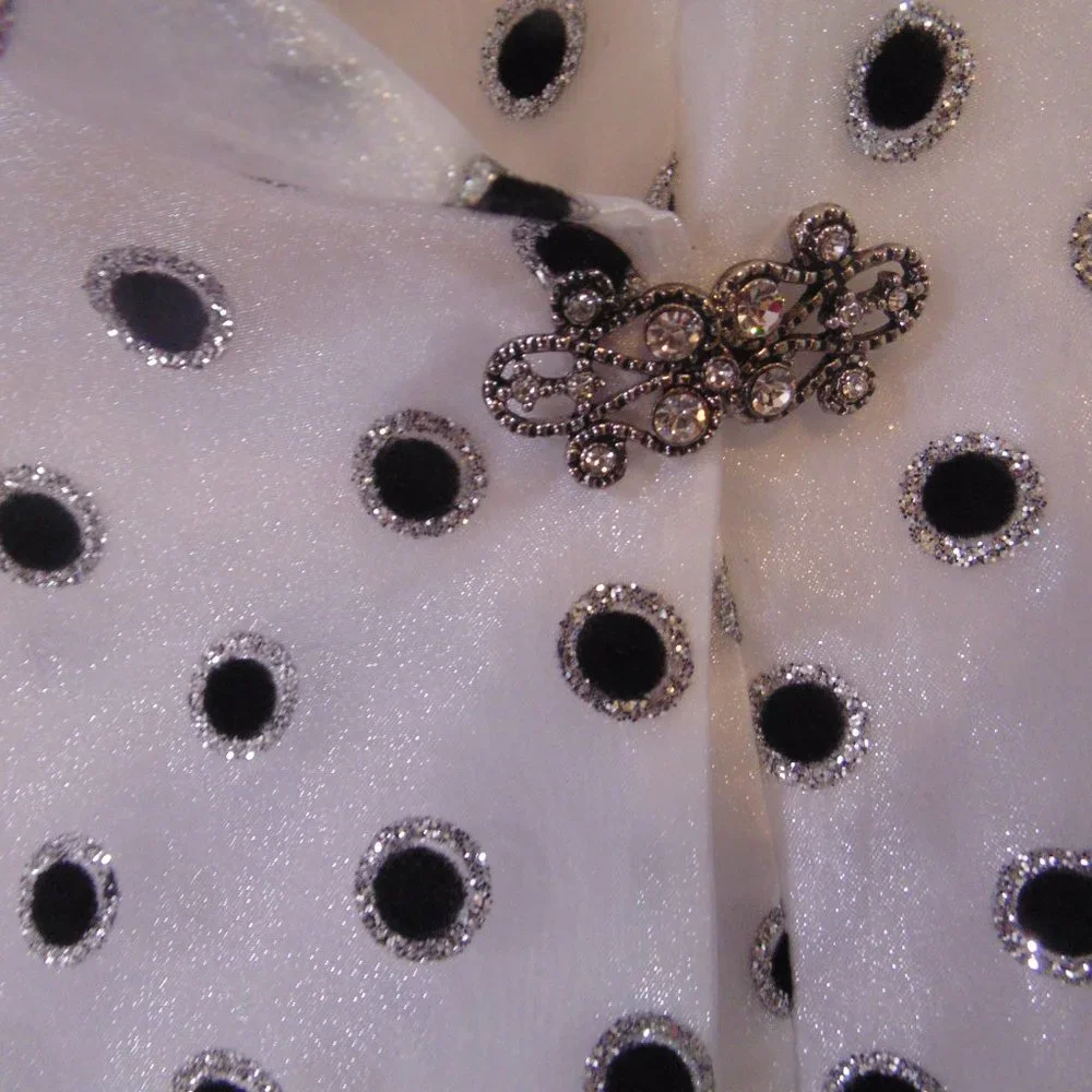 Another Thyme 16 White W/Black polka dots Accent 3/4 Sheer Sleeve Jacket - Picture 2 of 5